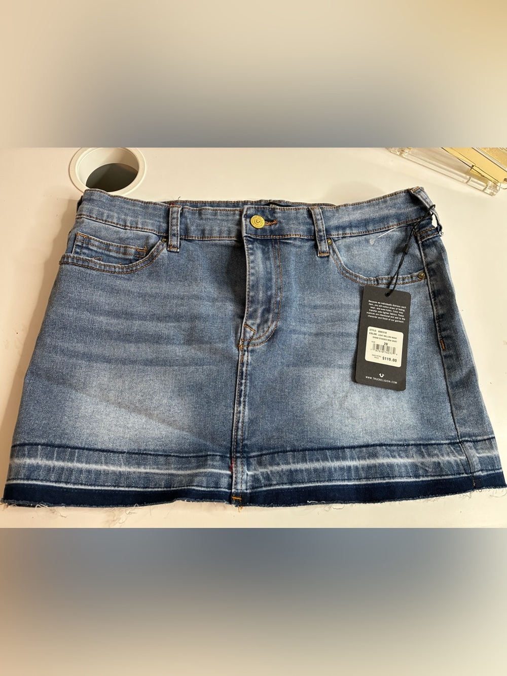 True Religion Light Blue Denim Mini Skirt